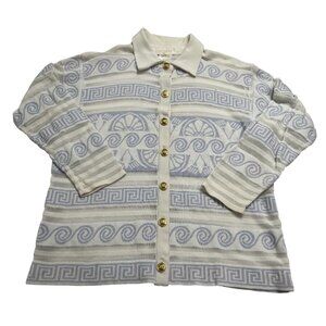 Escada Margaretha Ley Vintage Cardigan in White Blue
